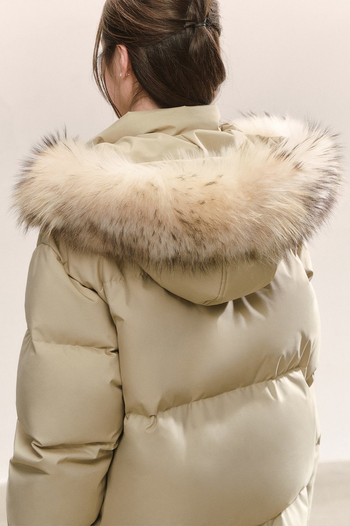 Detachable Raccoon Fur Collar Hooded Down Jacket