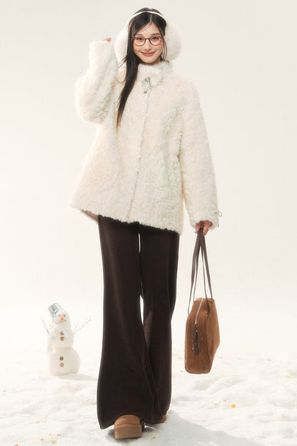Plush Faux Fur Coat and Pants