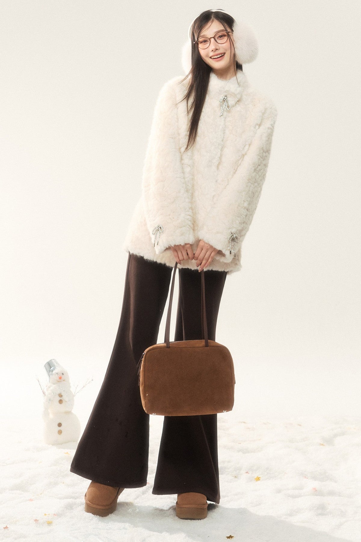 Plush Faux Fur Coat and Pants