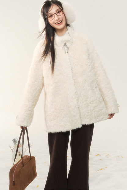 Plush Faux Fur Coat and Pants