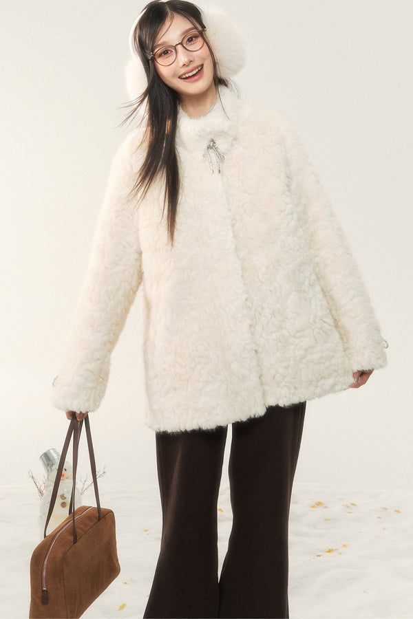 Plush Faux Fur Coat and Pants