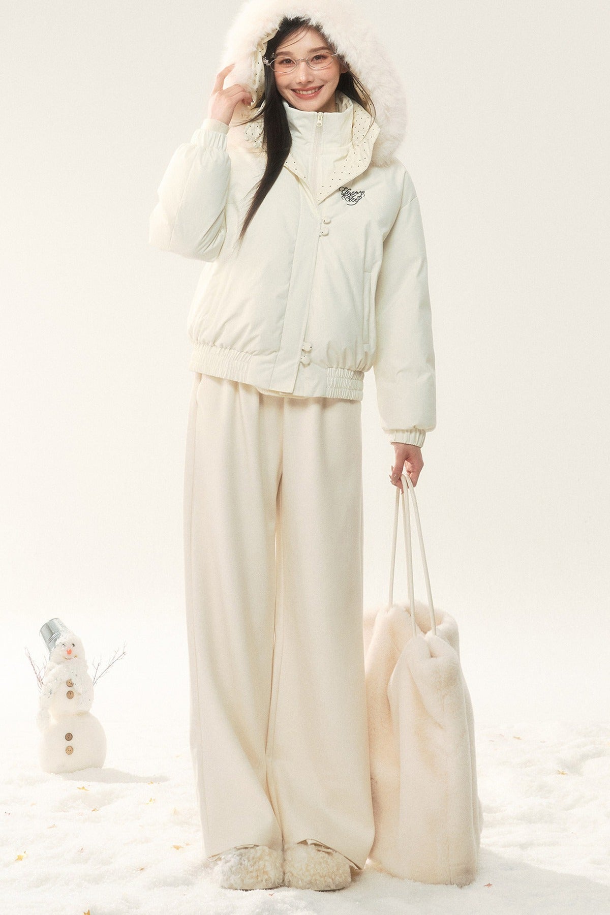 Short Polka Dot Hooded Cotton Jacket and Pants