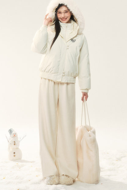 Short Polka Dot Hooded Cotton Jacket and Pants