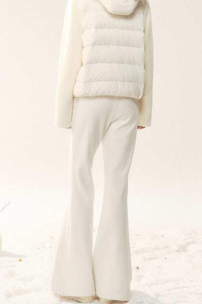 Hooded Knitted Sleeve Down Jacket and Pants Set-Up