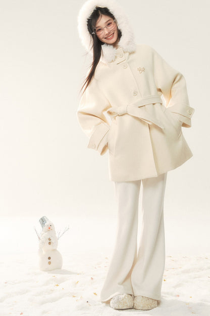 Woolen Hooded Jacket and Pants Set-Up
