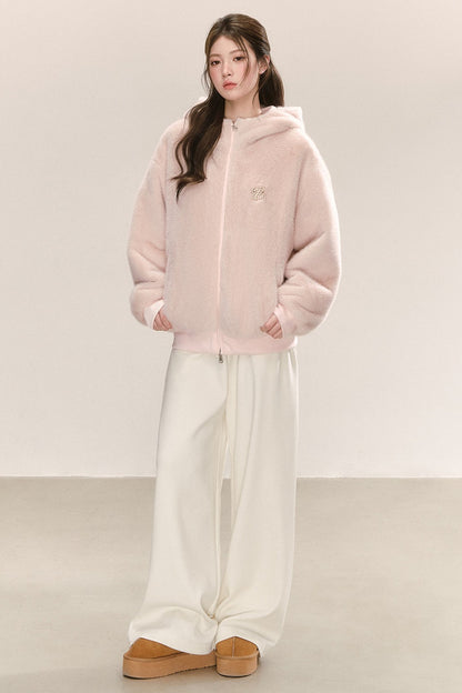 Pink Furry Hooded Jacket