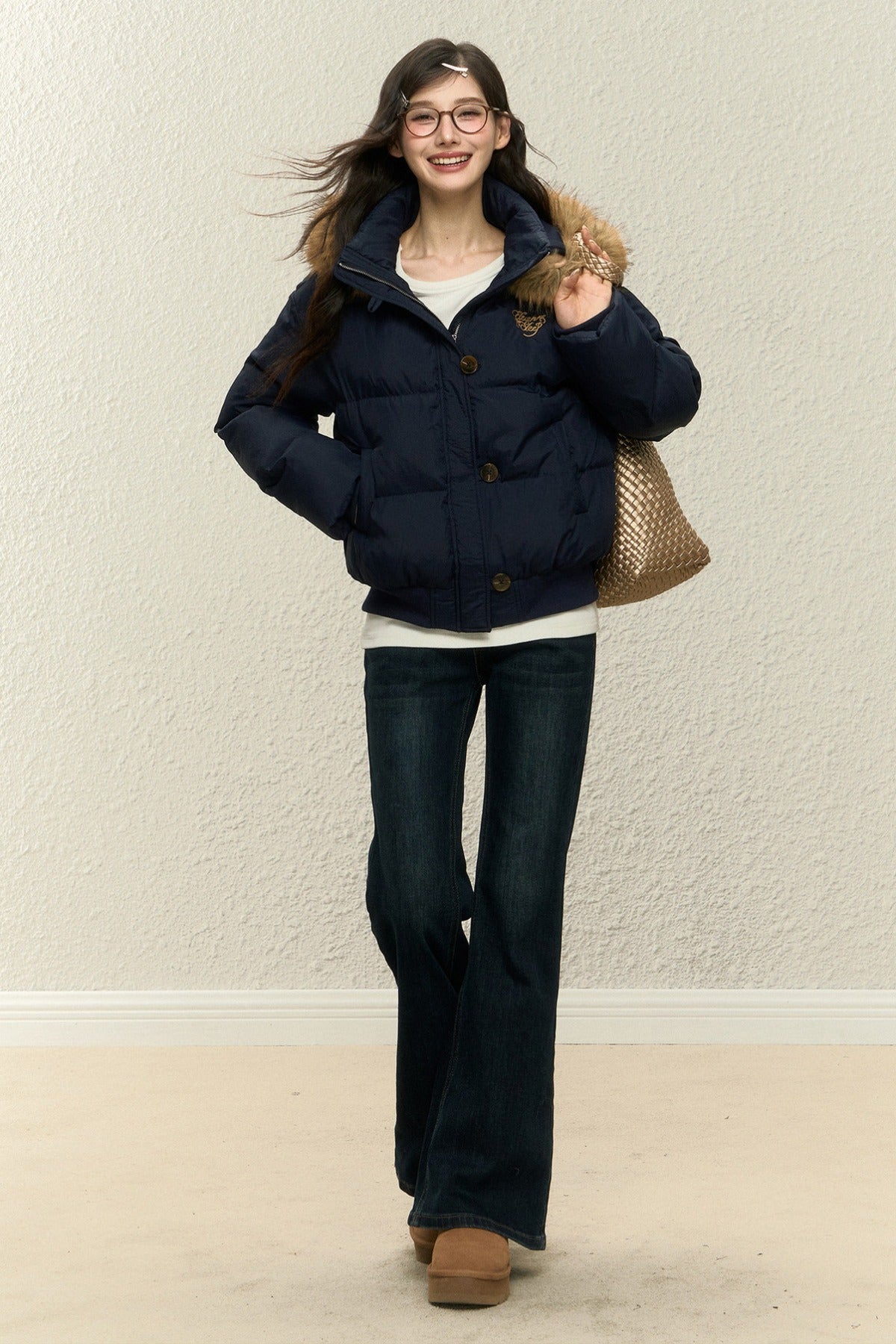 White Down Thick Coat and Pants Set-Up