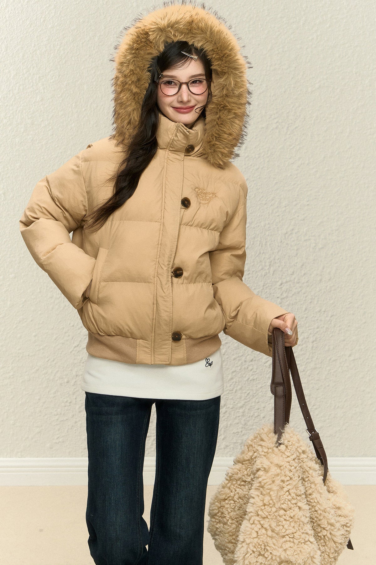 White Down Thick Coat and Pants Set-Up