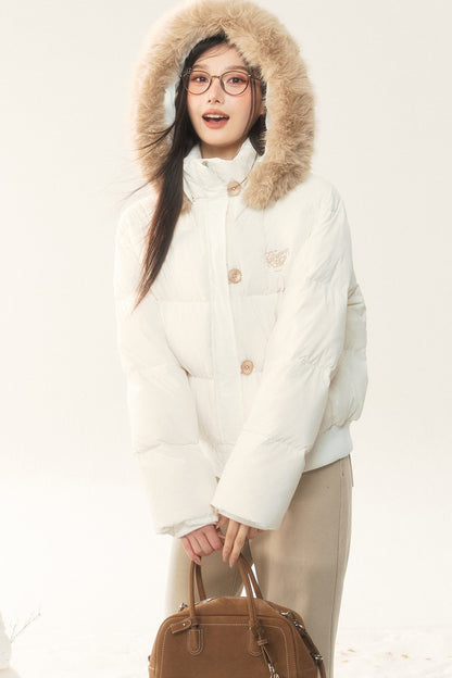 White Down Thick Coat and Pants Set-Up
