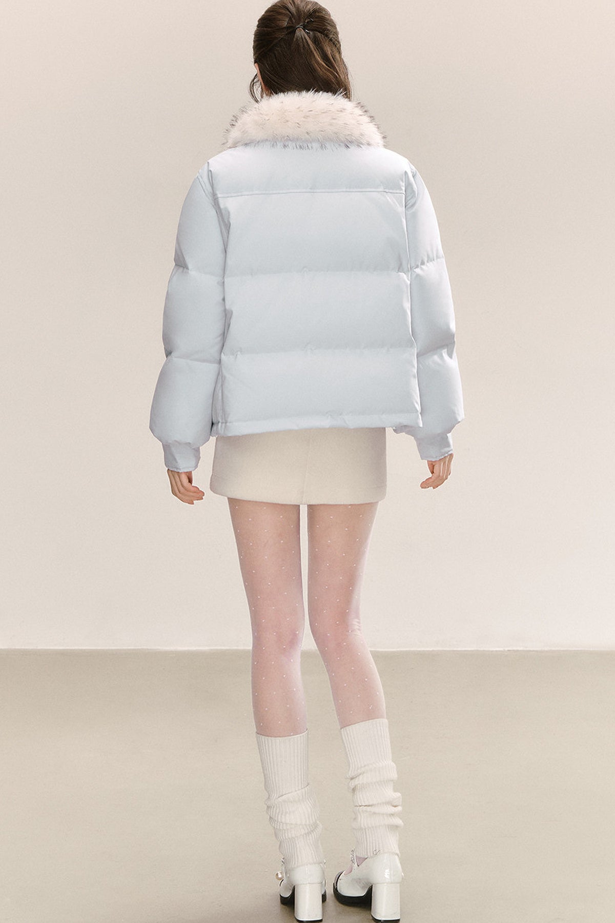Blue 90% White Duck Down Puffer Jacket