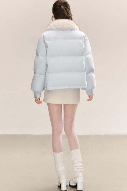 Blue 90% White Duck Down Puffer Jacket