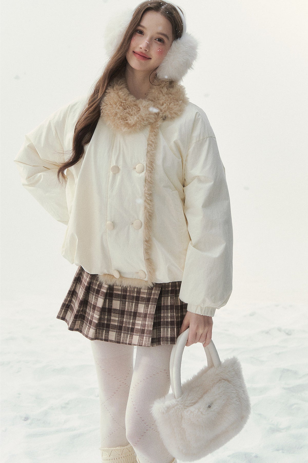White Birch Double-Breasted Duck Down Jacket