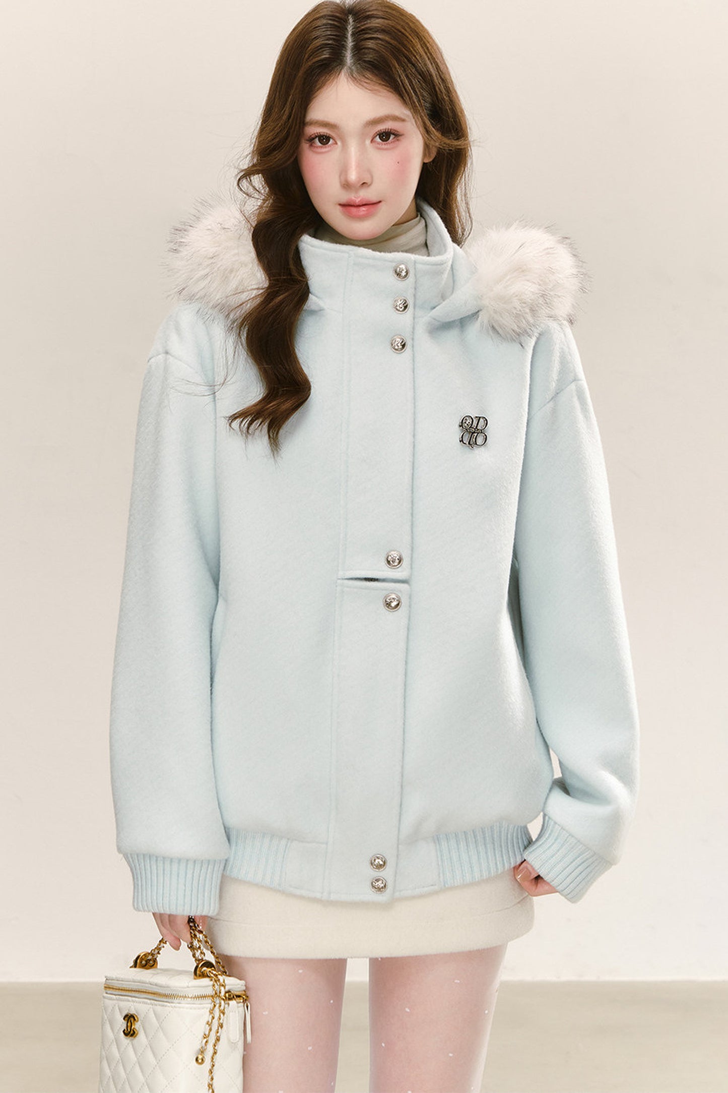 Blue Quilted Hooded Jacket