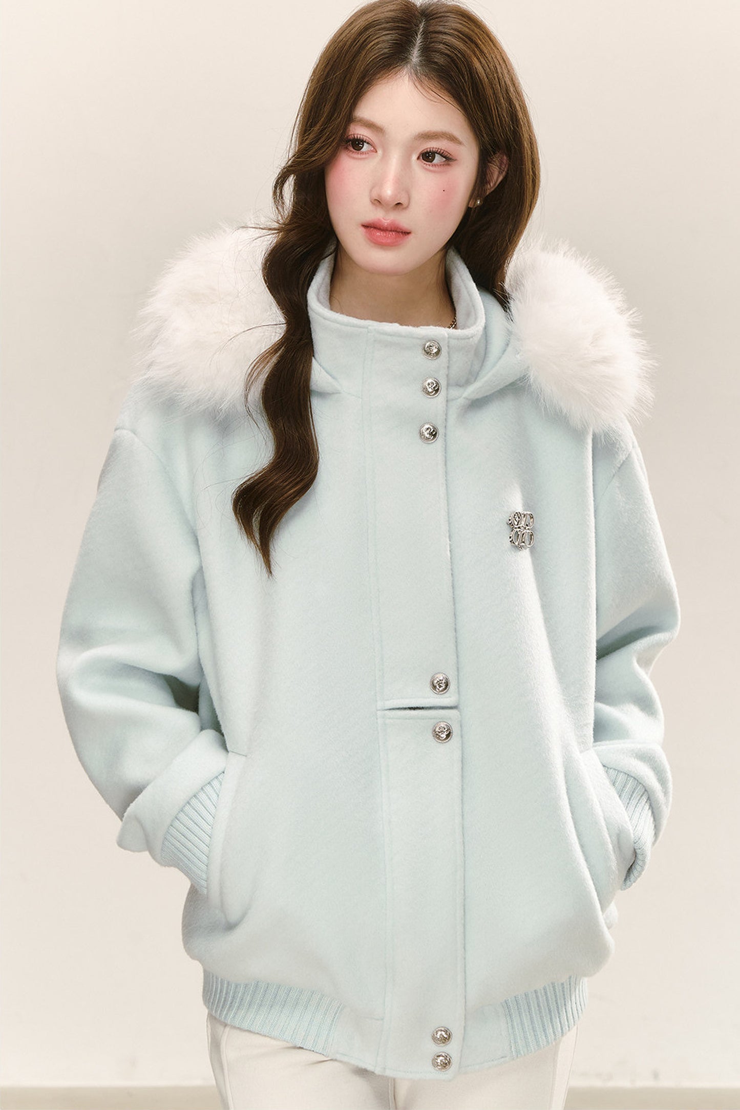 Blue Quilted Hooded Jacket