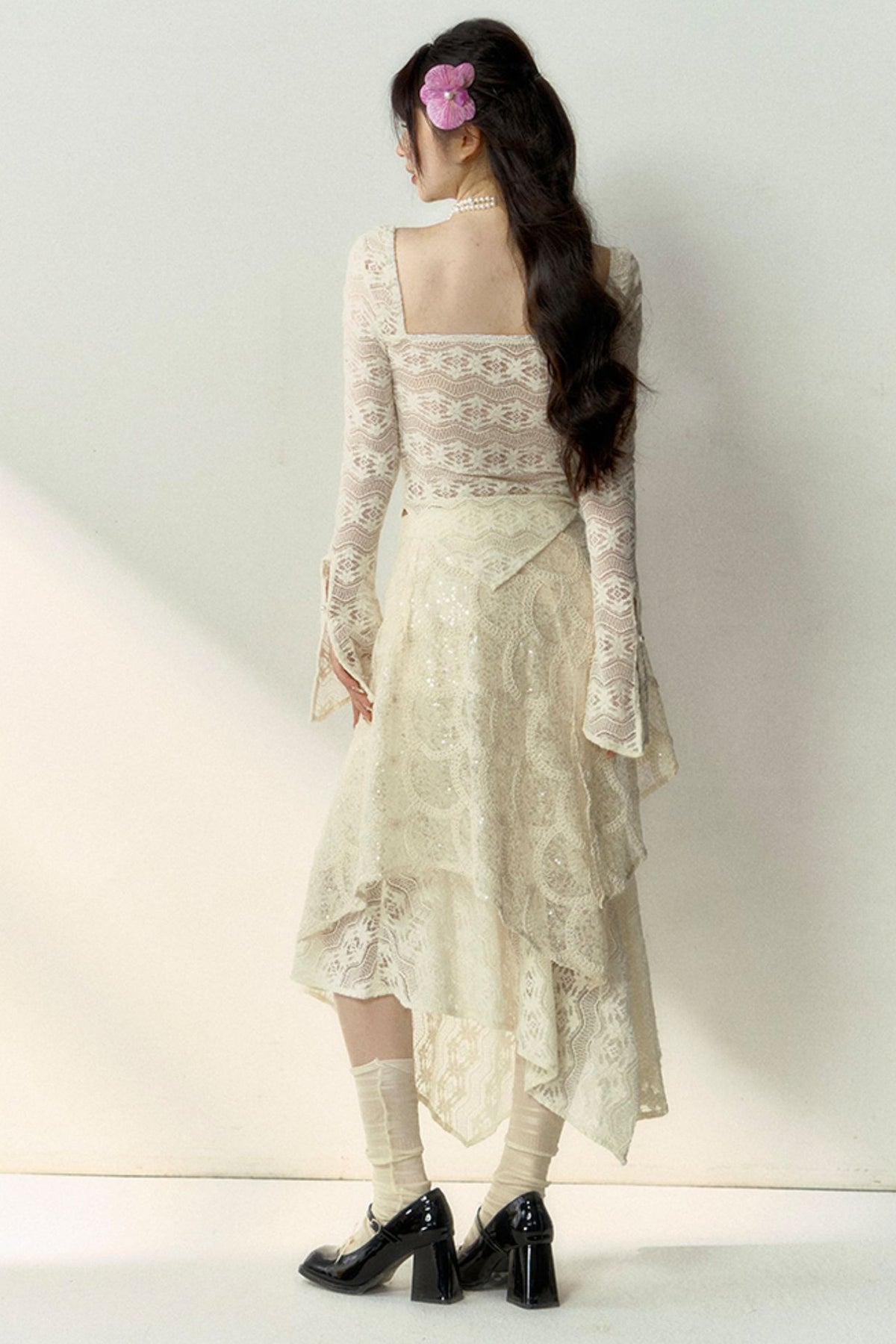 New Chinese Lace Top and Skirt Set-Up