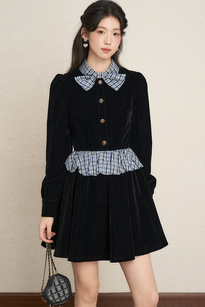 Black Velvet A-Line Dress