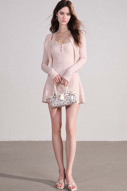 Slim Fit Cardigan and Tank Dress Set-Up