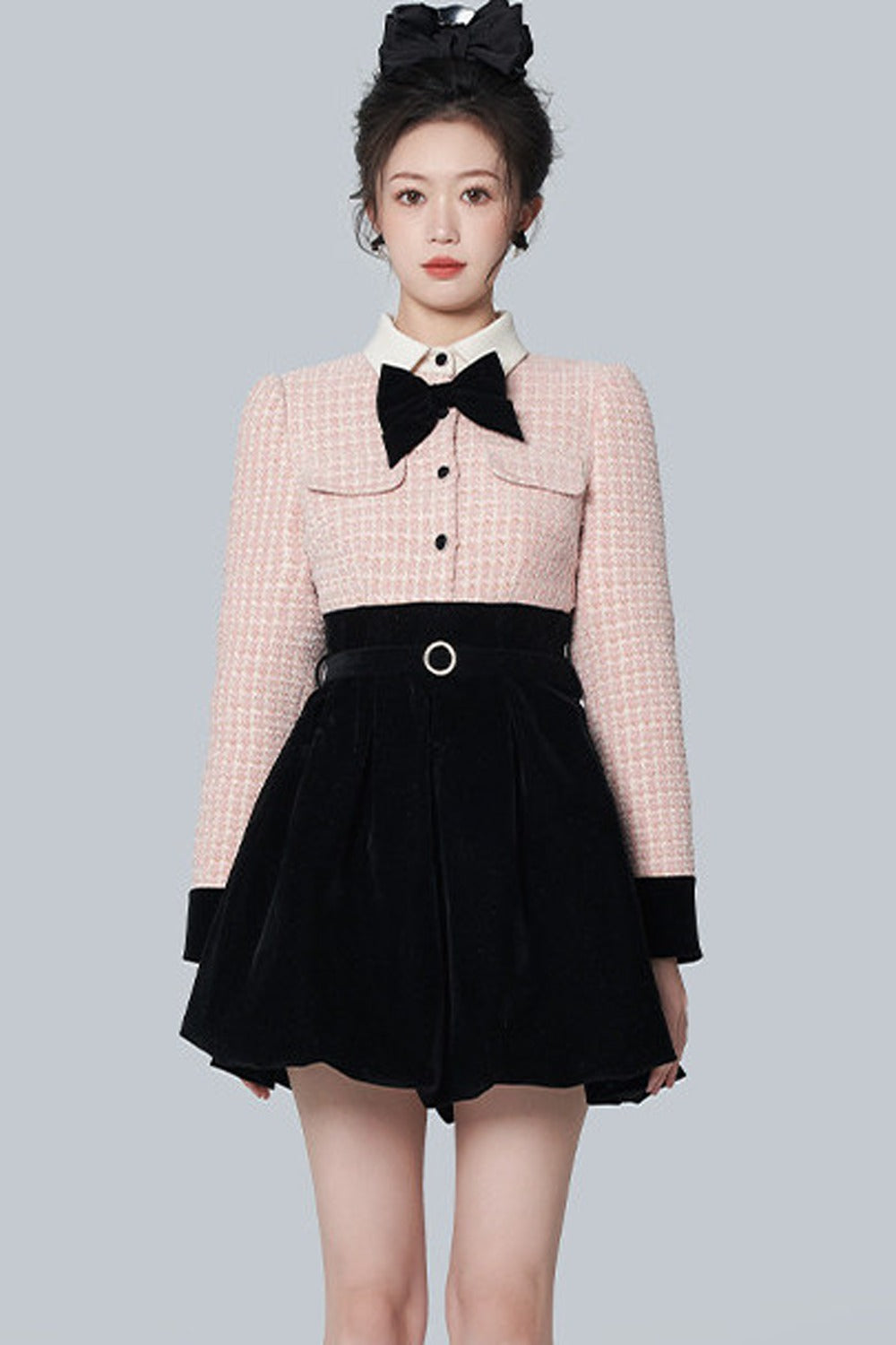 Pink Tweed A-Line Dress