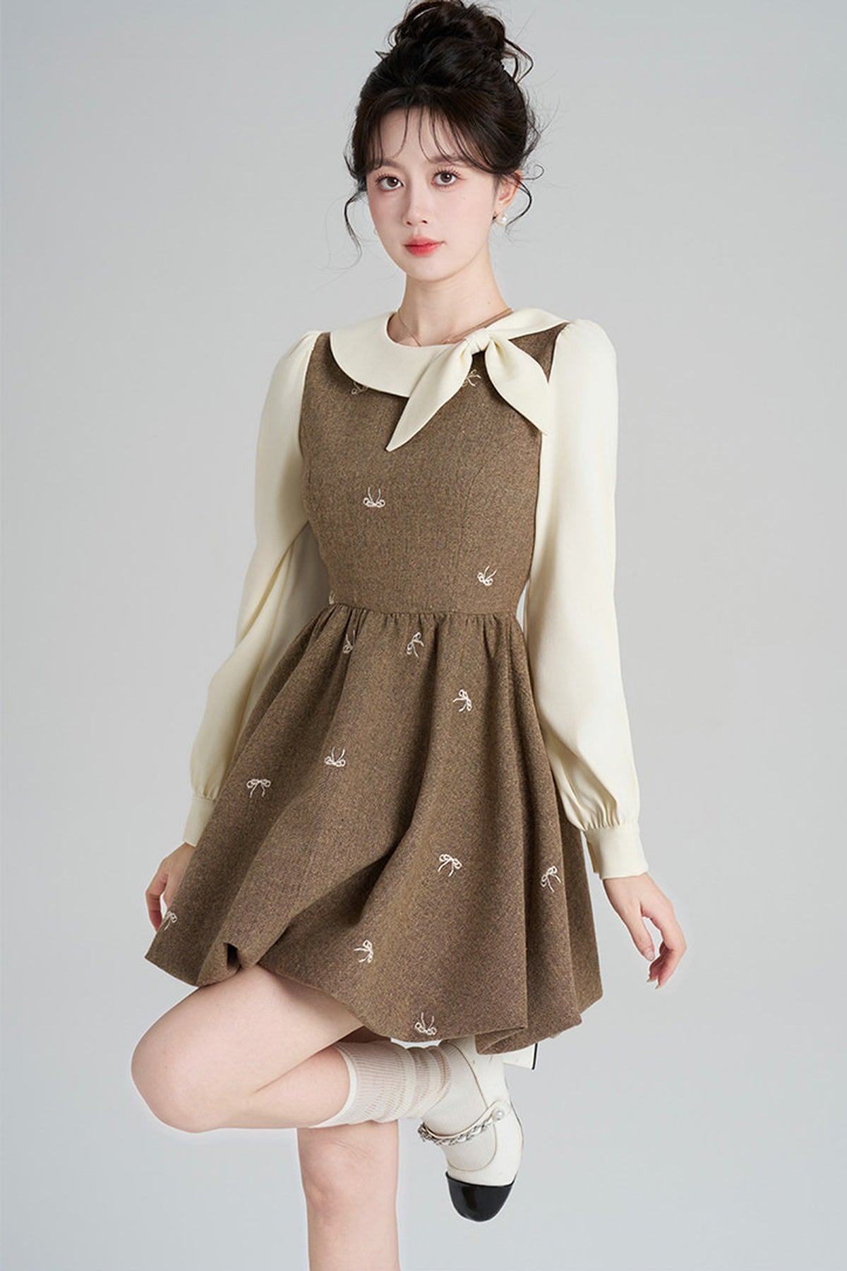 Layered-Look Floral Dress