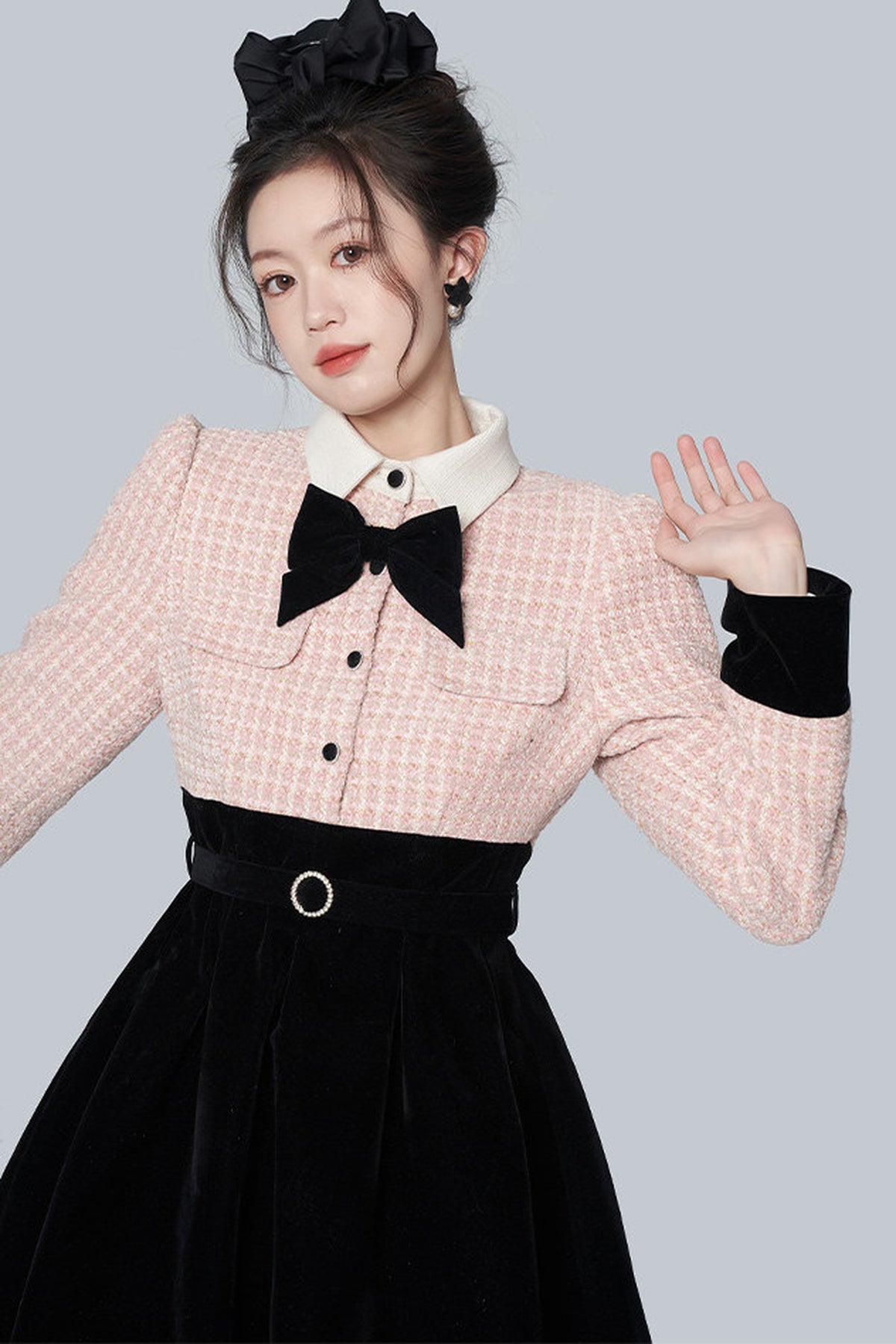 Pink Tweed A-Line Dress