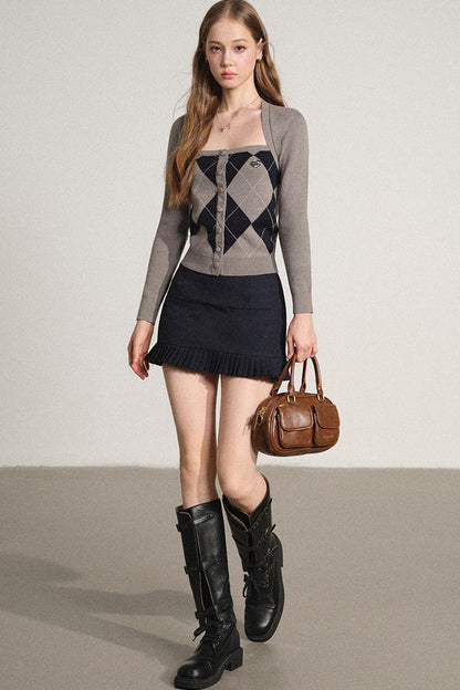 Slim Fit Argyle Knit Top