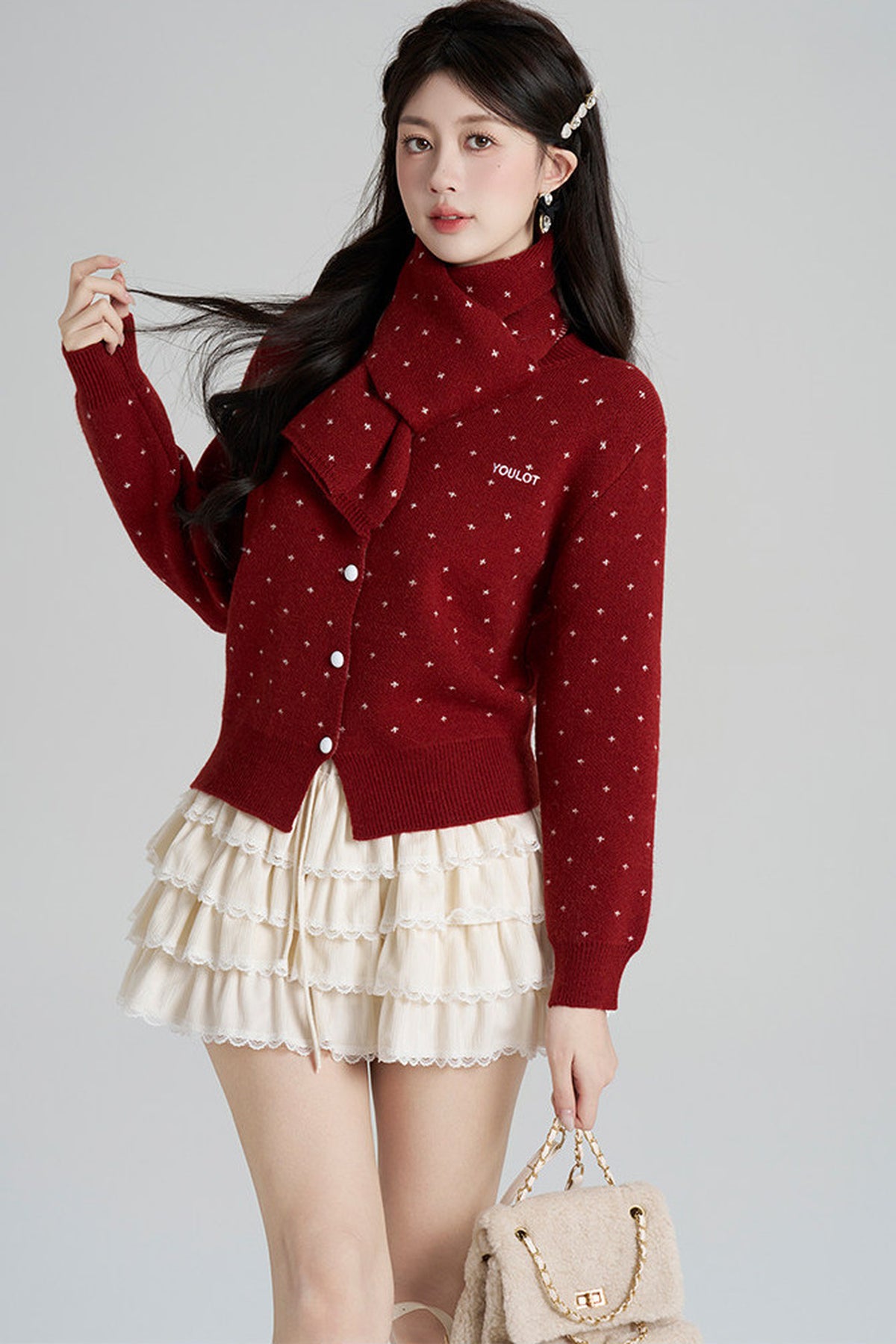 Short Woolen Knit Cardigan