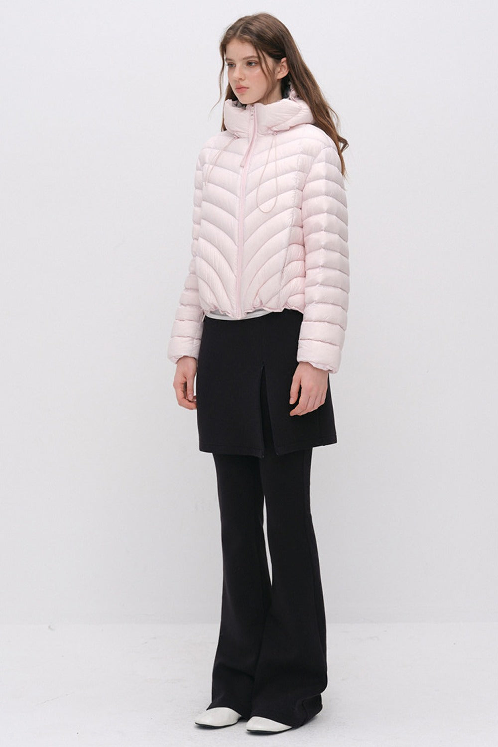 3D Quilted Drawstring Hooded Down Jacket