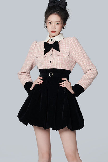 Pink Tweed A-Line Dress