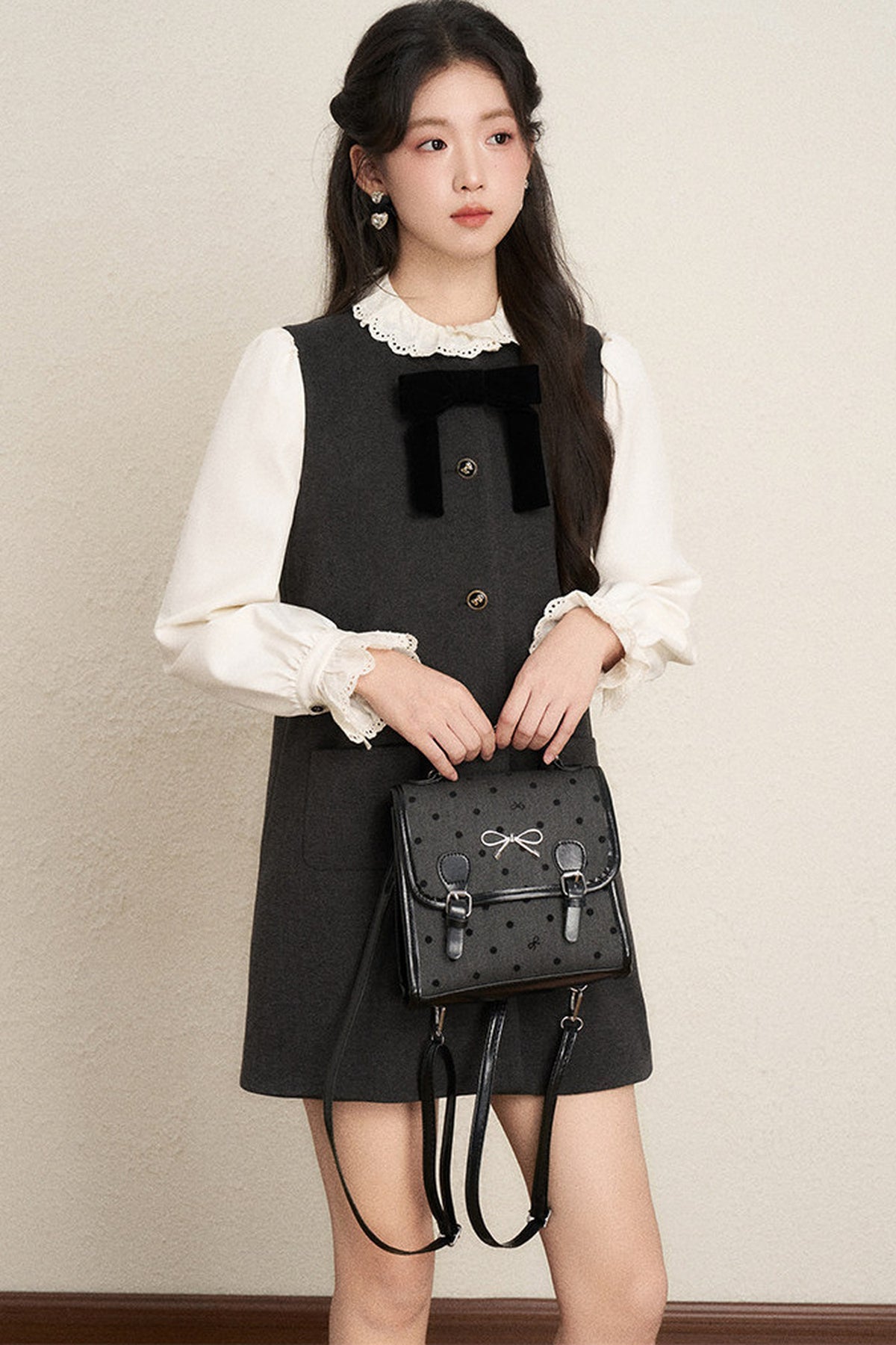 Ruffled Blouse and Vest Dress Set-Up