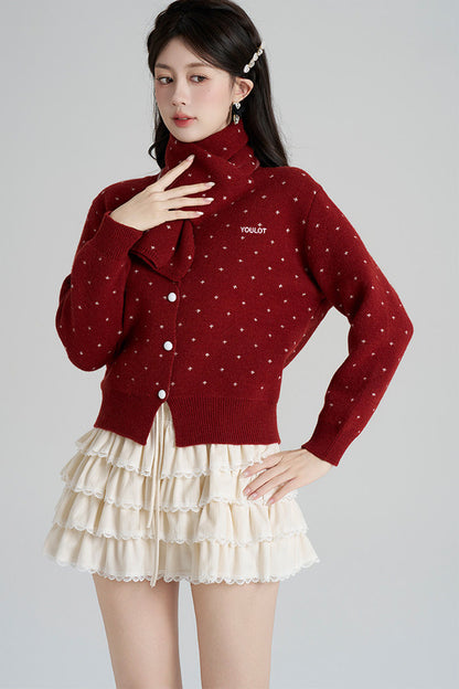 Short Woolen Knit Cardigan