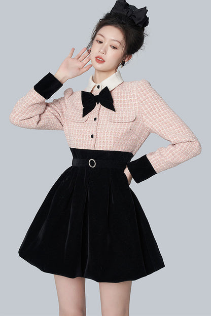 Pink Tweed A-Line Dress