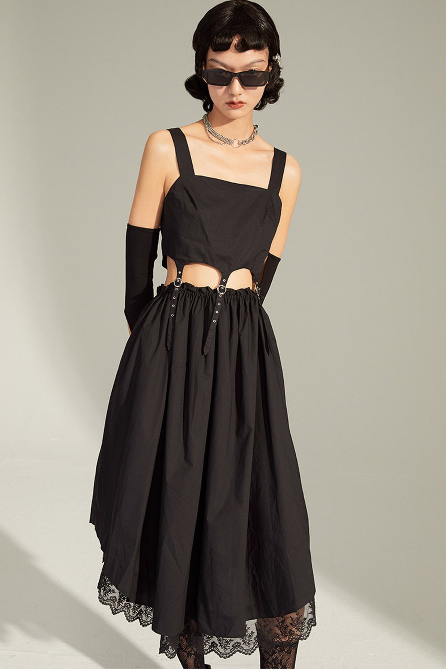 Black Mid-Length Camisole Dress