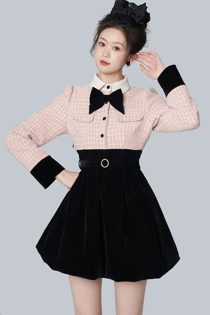 Pink Tweed A-Line Dress
