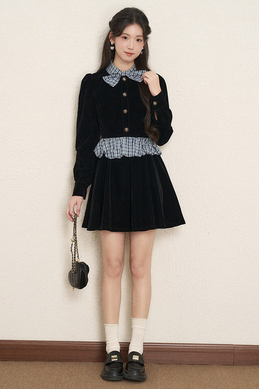 Black Velvet A-Line Dress