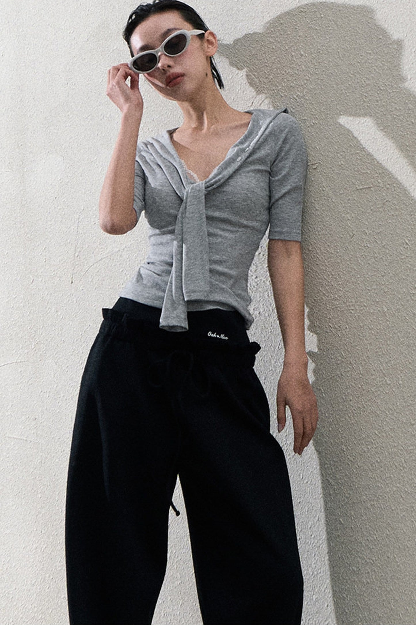 Liquid Cotton Ruffle Wide-Leg Pants