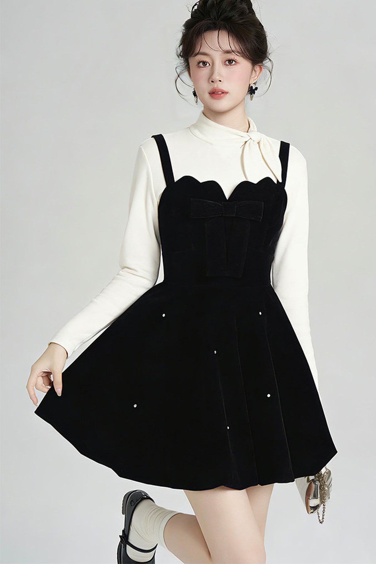 Beaded Velvet Dress and Top Set-Up