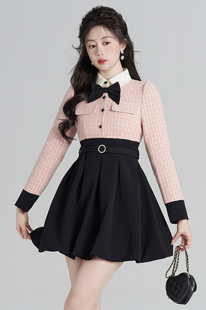 Layered-Look Wool Floral Dress