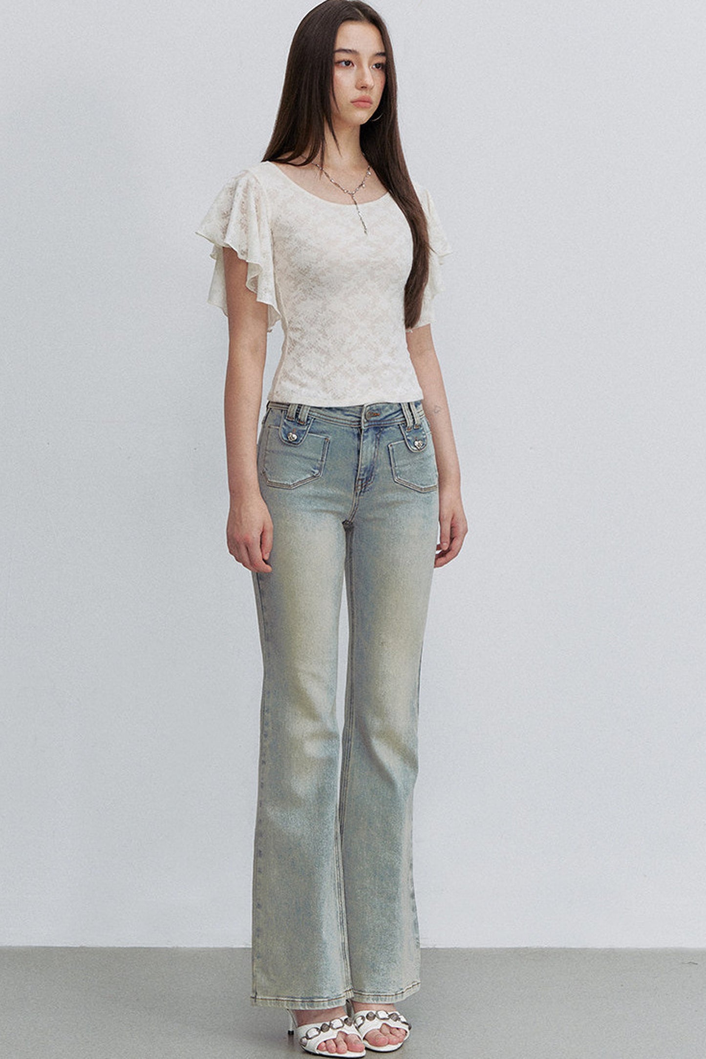 Retro Denim Flared Jeans