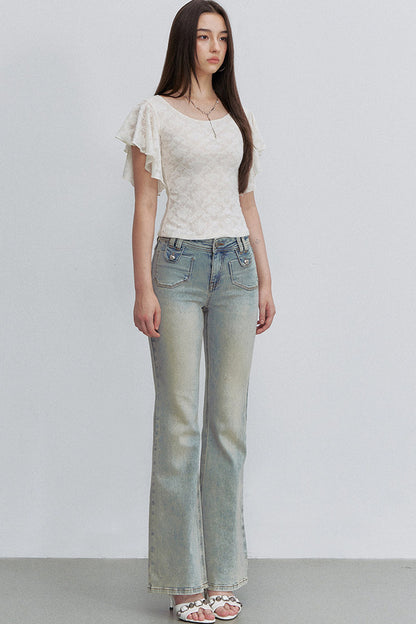 Retro Denim Flared Jeans