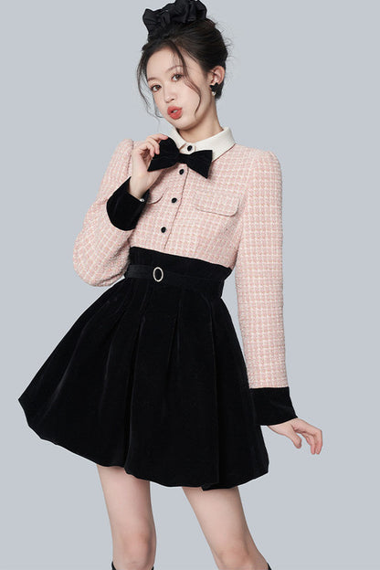 Pink Tweed A-Line Dress