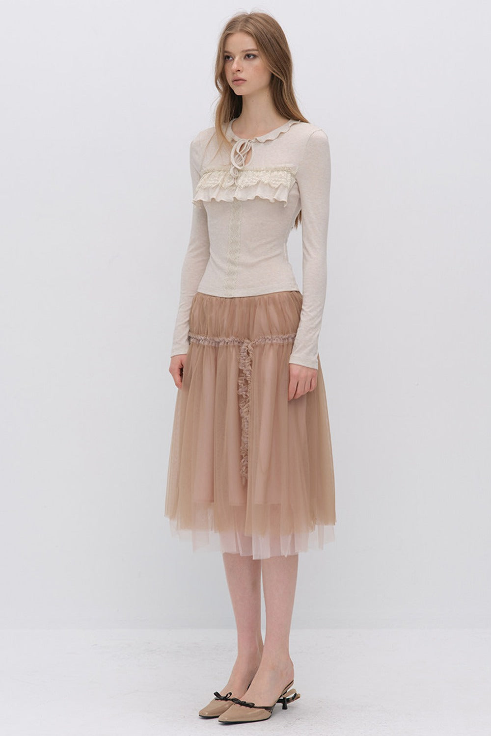 Lace-Up Hollow Lace T-Shirt