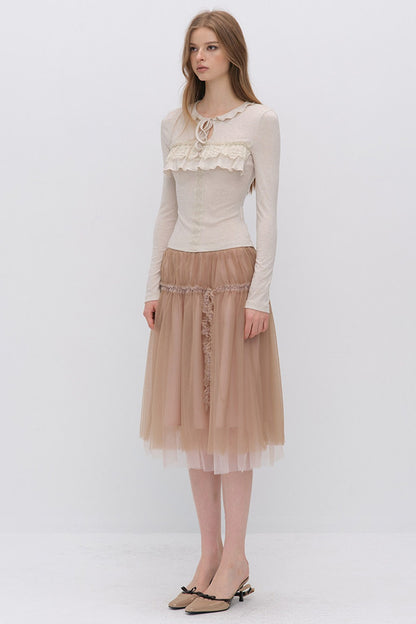 Lace-Up Hollow Lace T-Shirt