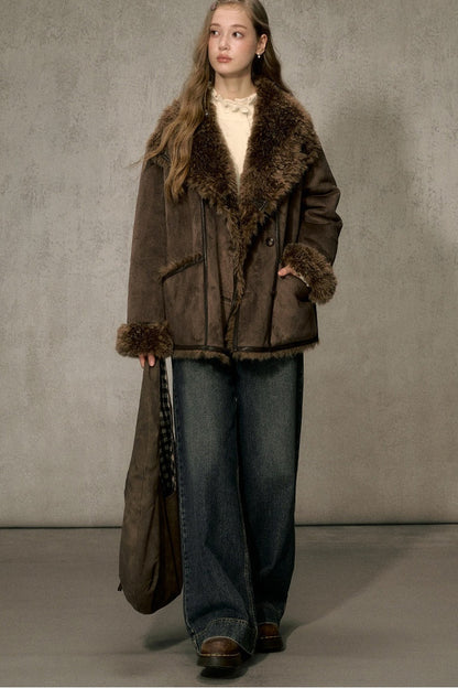 Reversible Faux Suede Fur Jacket