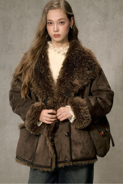 Reversible Faux Suede Fur Jacket