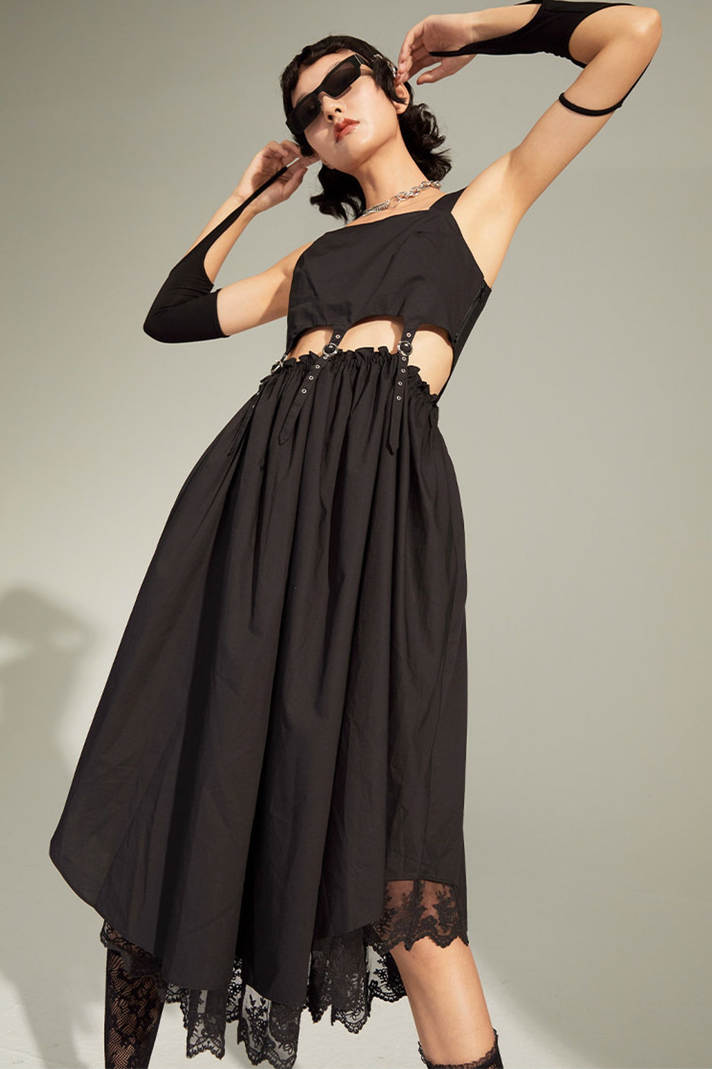 Black Mid-Length Camisole Dress