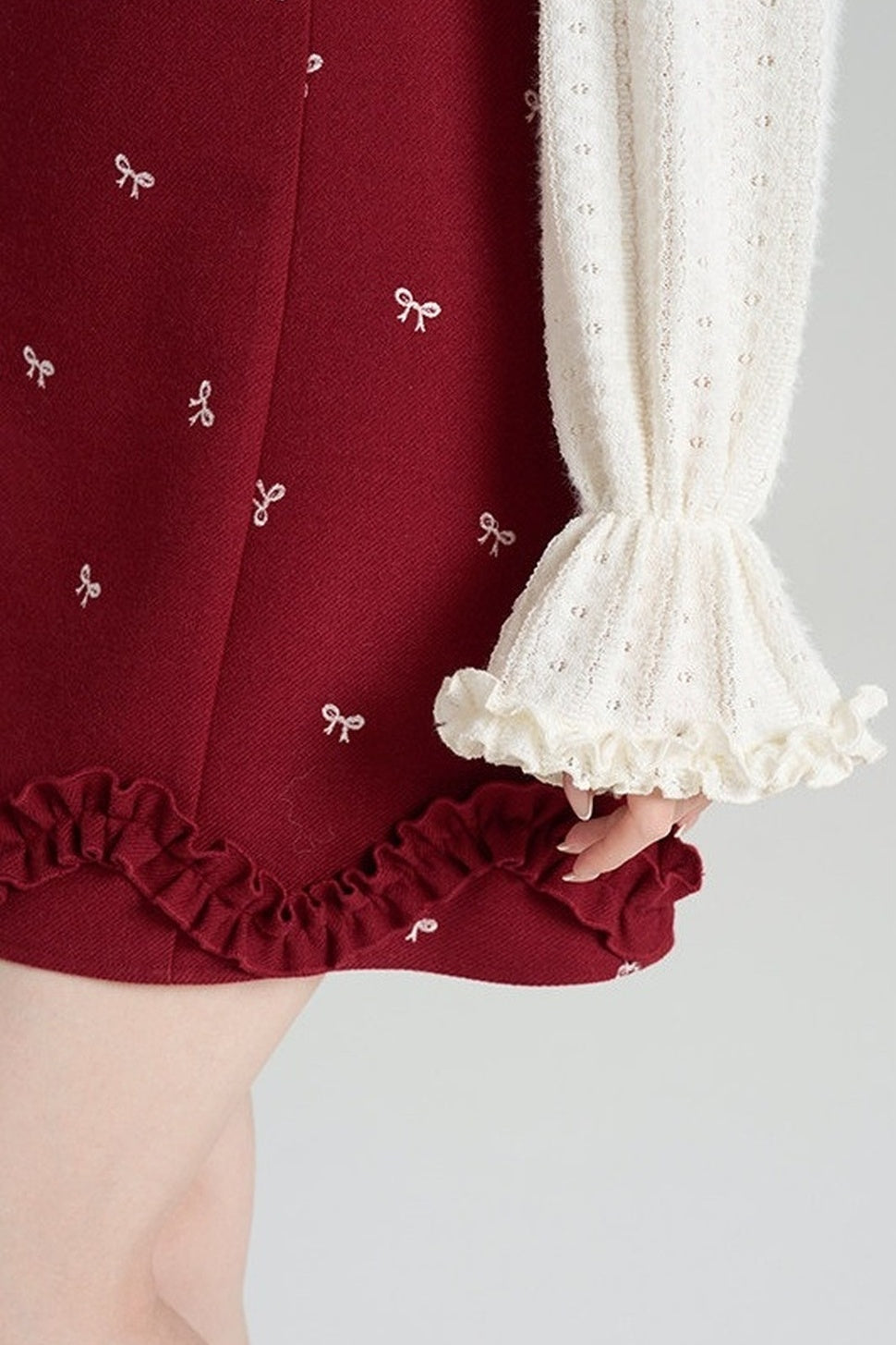 Red Sleeveless Dress and Apricot Top Set-Up