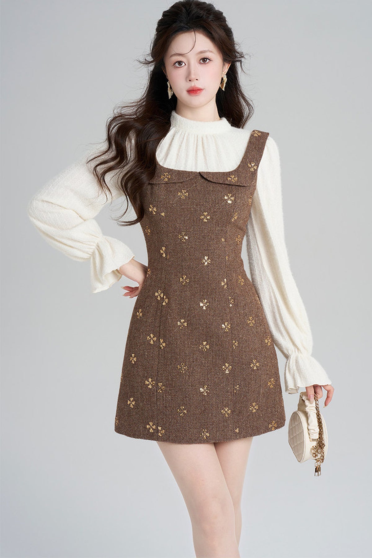 Sequin Patchwork Layered-Look Dress