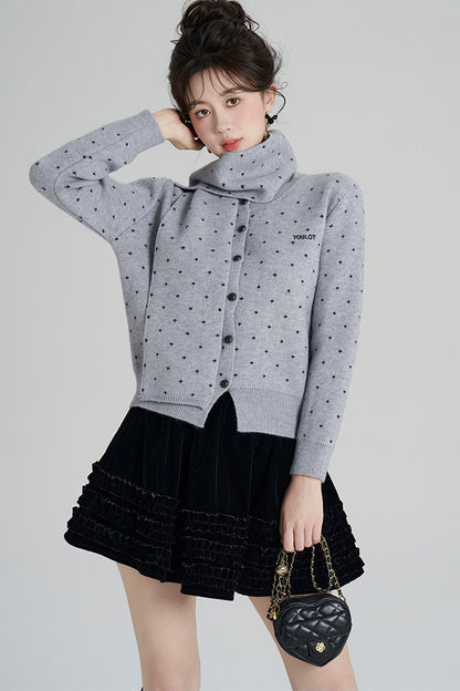 Short Woolen Knit Cardigan