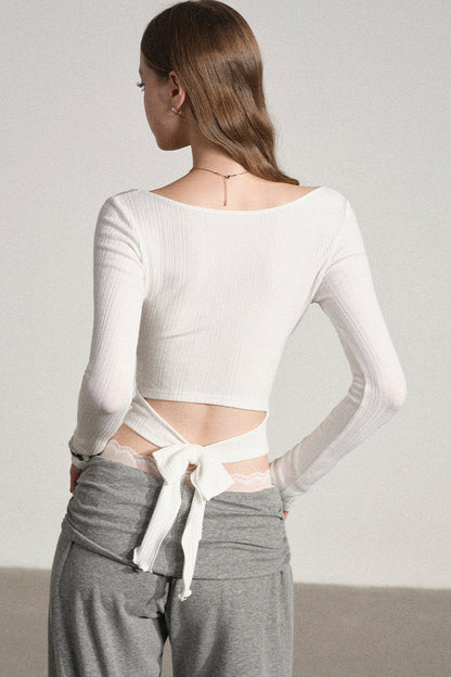 Backless Top and Wide-Leg Pants Set-Up