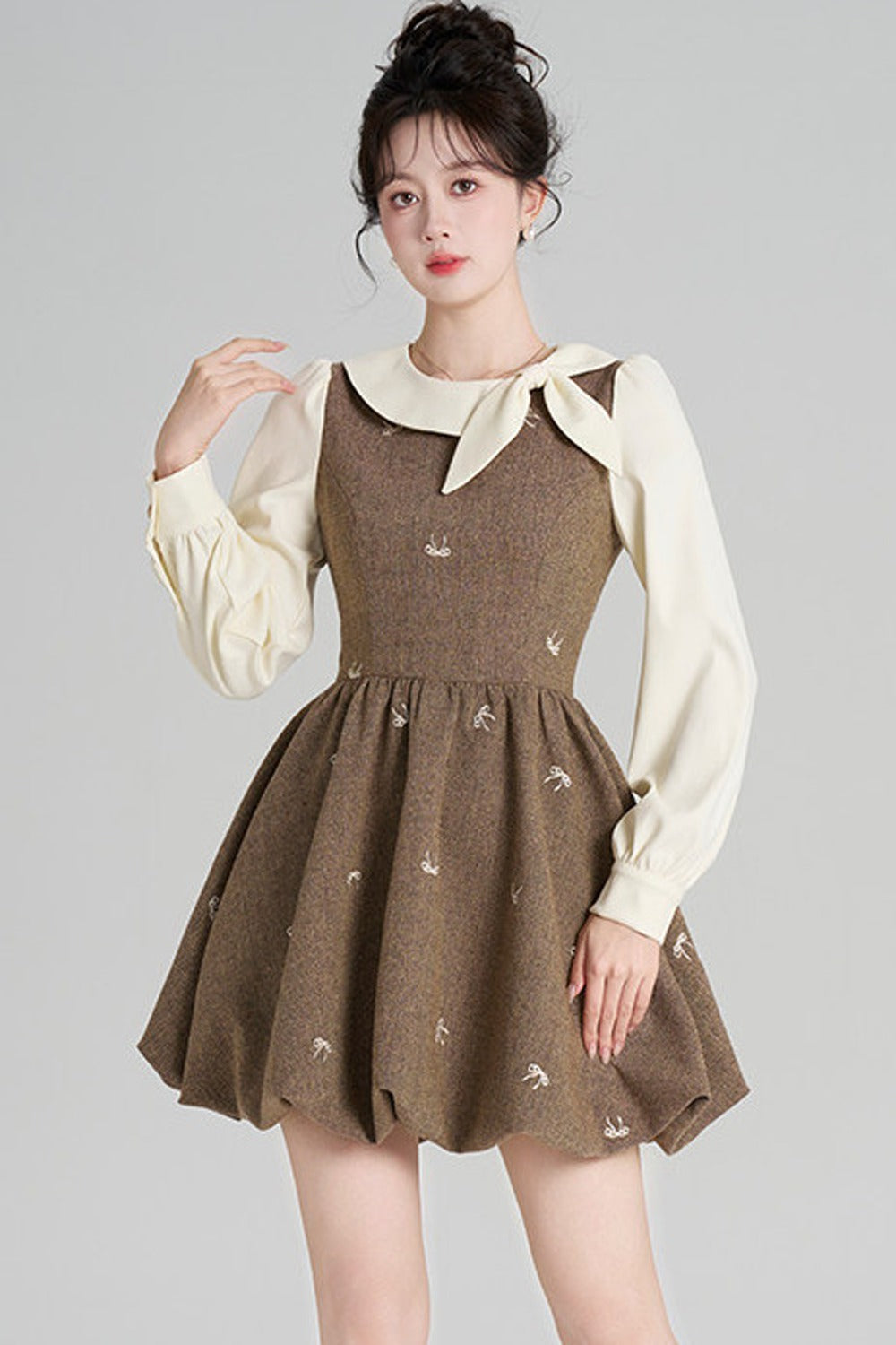 Layered-Look Floral Dress